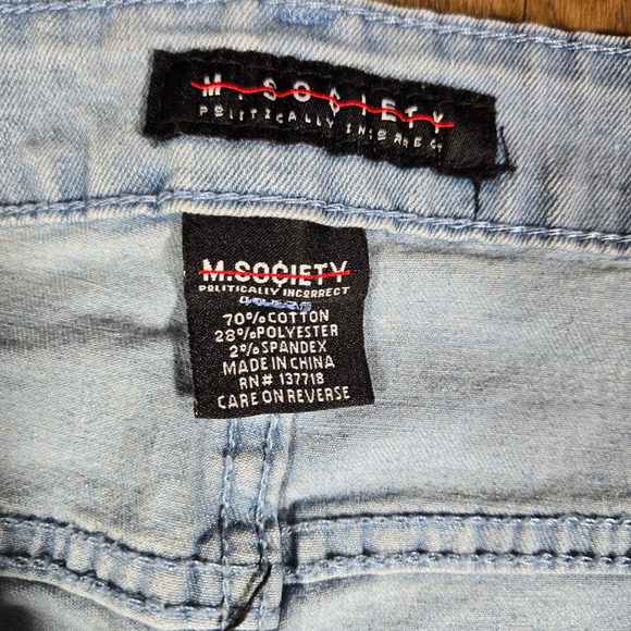 M Society Jeans 40x32 Blue Skinny Fit Distressed Paint Splatter Red Side Stripe - Picture 4 of 10